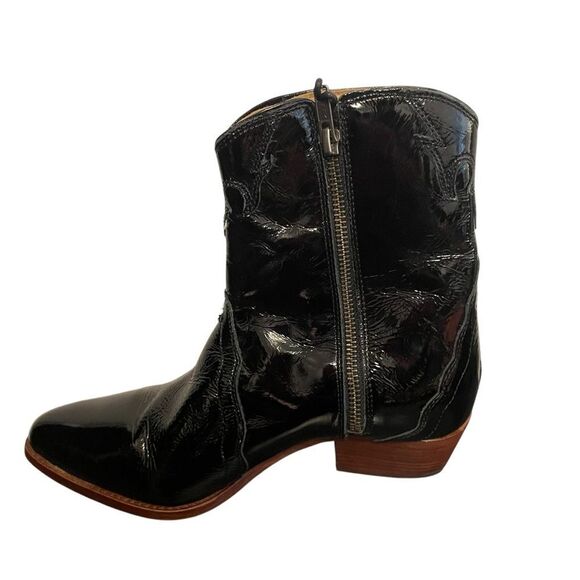 Free People New Frontier Western Boots Black Patent Leather Size 7.5 NEW - Picture 5 of 7